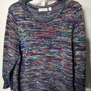 Kim Rogers Colorful Variegated Chunky Knit Pullover Sweater SZ Large